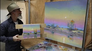 TWILIGHT MOONRISE  Painted in the STUDIO from a PLEIN AIR Study!!!