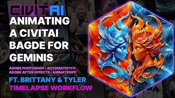Animating A Civitai Badge for Geminis // Timelapse Workflow ft. Brittany & Tyler