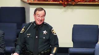 Polk County Sheriff Grady Judd posthumously gives oath of office during memorial for Noah Jeffries