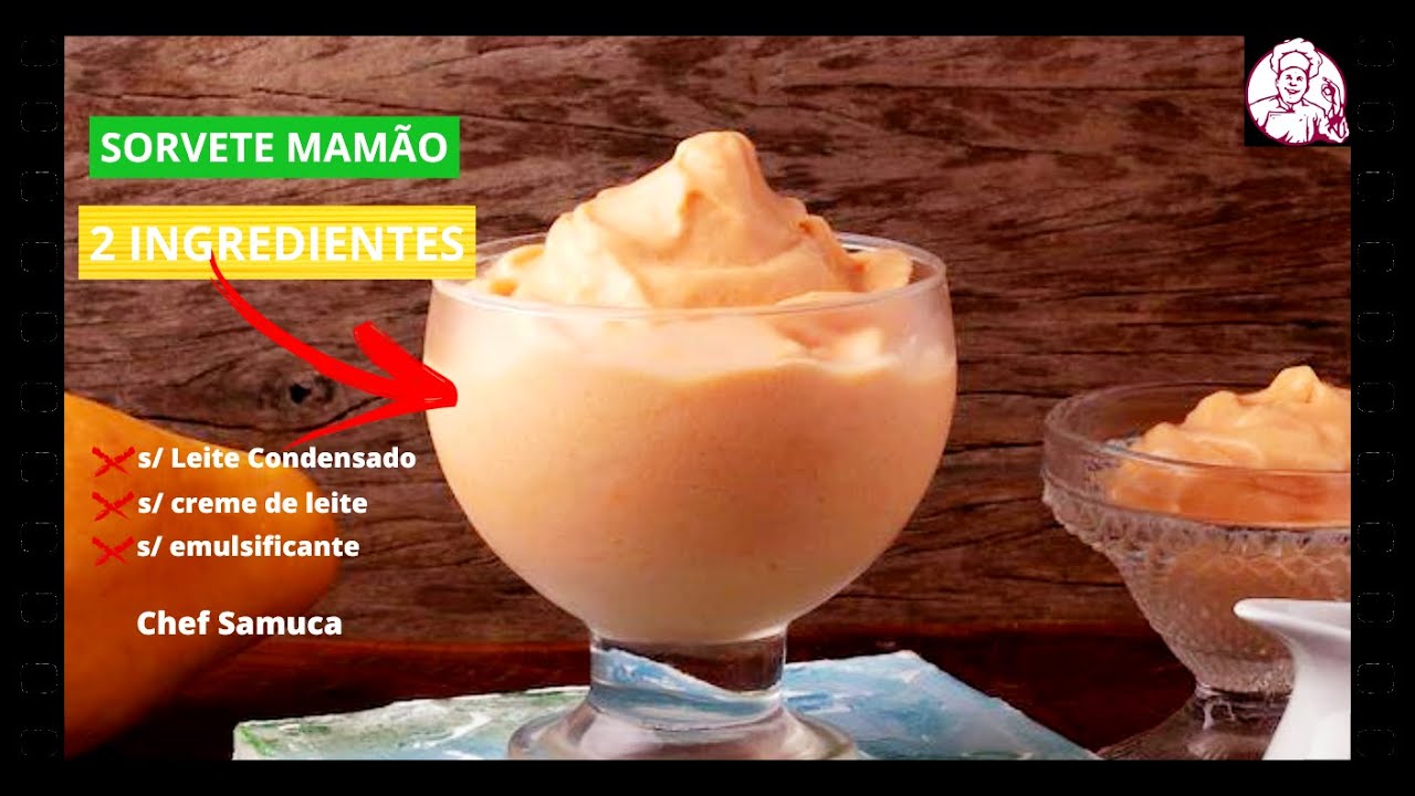 Sorvete de Mamão de 2Ingredientes fácil de fazer