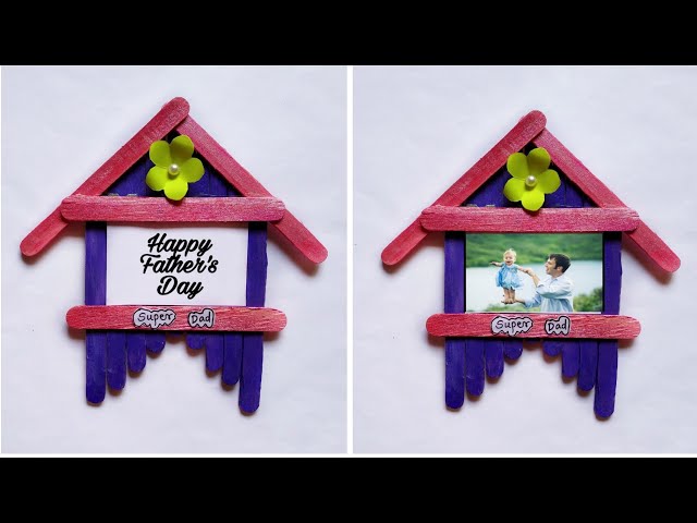 Popsicle Stick Diy Dad Picture Frame Frames Personalised Fathers