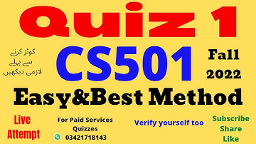 cs501 quiz 1 solution fall  2022 cs501 Quiz 1 2022 cs 501 quiz 1 fall 2022 100%  correct answers