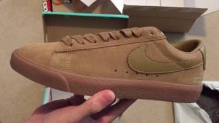 cámara diseñador Inmunidad Supreme x Nike SB Blazer Low GT Tan Sneaker Unboxing - YouTube