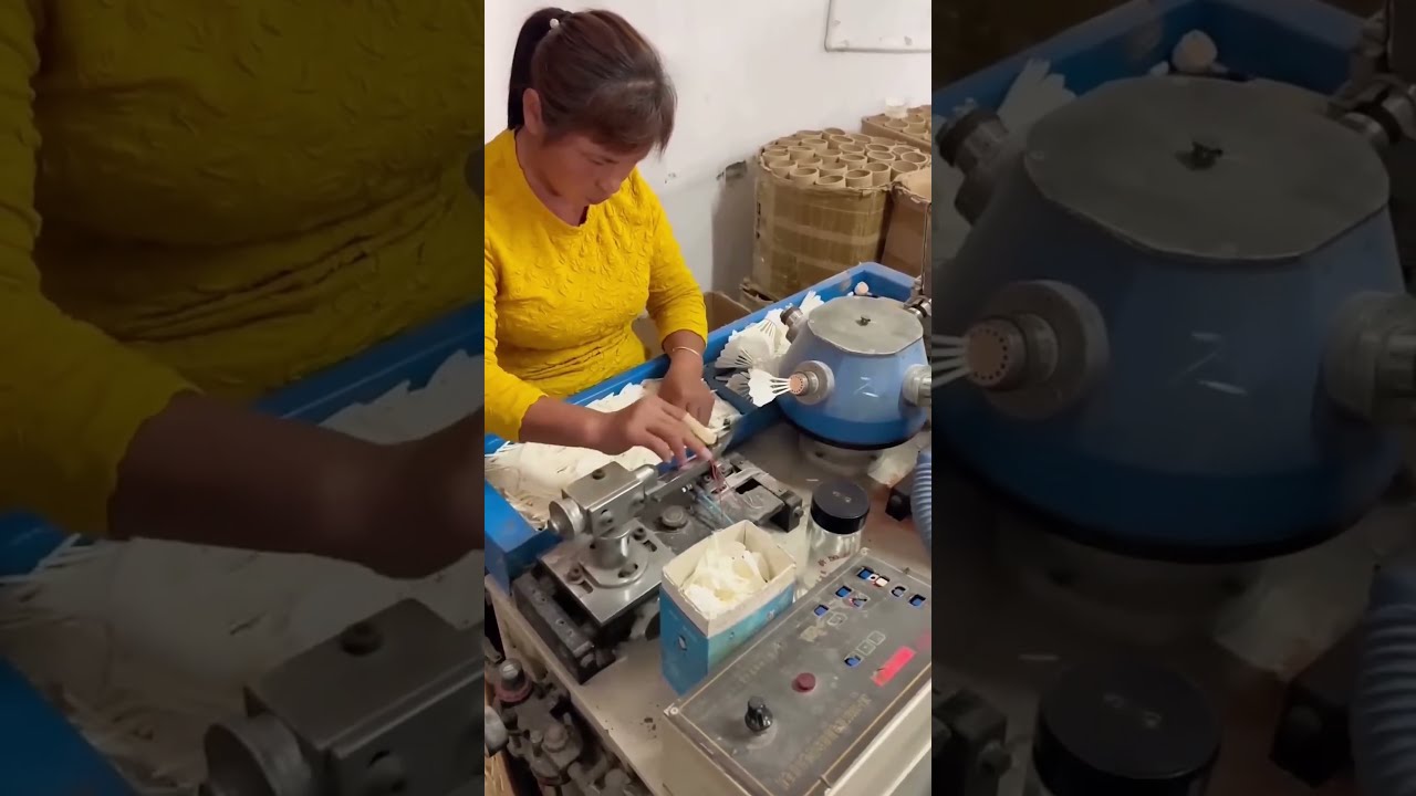 The Process Of Inserting Feathers Into Badminton Shuttlecocks