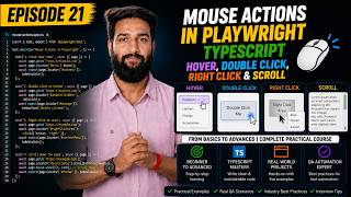 Episode 21 - Mouse Actions in Playwright TypeScript | Hover, Double Click, Right Click #testers