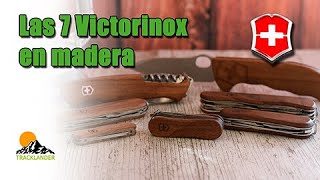 Los 7 tamanos de navajas de Victorinox con las cachas de madera