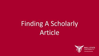 Find a Scholarly Article