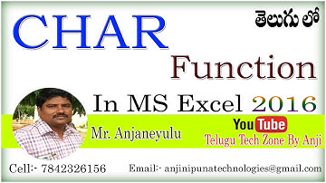 CHAR Function in ms excel in Telugu || Char formulas in ms excel in Telugu || Formulas in MS Excel