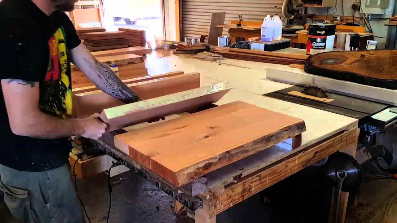 Gluing up a natural edge Table top - YouTube