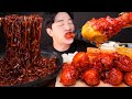 ASMR MUKBANG | 양념치킨 & 짜파게티 리얼사운드 먹방 SPICY FRIED CHICKEN & BLACK BEAN NOODLES EATING SOUNDS