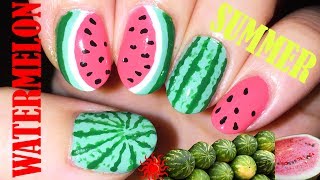 Watermelon nail art step by step tutorial