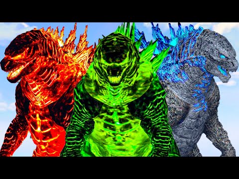 Ice GODZILLA vs Fire GODZILLA vs GODZILLA Radiation - What If Battle Superheroes