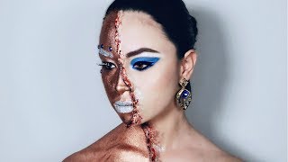 SFX BRONZE GODDESS - SPLIT FACE|MAKEUP TUTORIAL| Gopalipa
