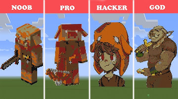 Pixel Art NOOB vs PRO vs HACKER vs GOD Piglin in Minecraft