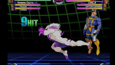 MvC2 Felicia midscreen tag concept using Sabertooth projectile assist