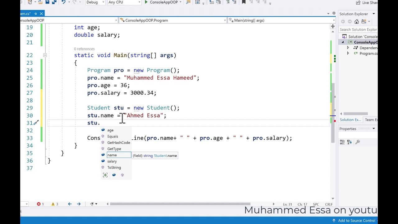 38 C# C Sharp Object and Class object oriented language - YouTube