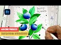 ADOBE FRESCO - Watercolor Blueberry Branch
