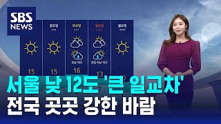 [날씨] 서울 낮 12도 '큰 일교차'…전국 곳곳 강한…