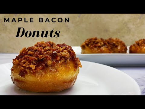 MAPLE BACON DONUTS  Maple Glazed Bacon Doughnuts
