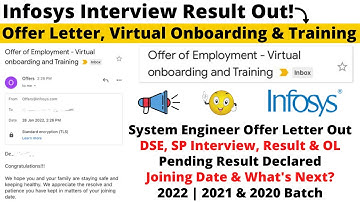 Infosys System Engineer Offer Letter Out | Infosys DSE & SP Interview, Offer Letter & Result Update