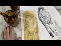 Kestrel collagraph By Jenny McCabe from sketch to print