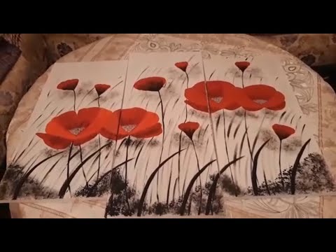 طريقة رسم  ورود الخشخاش و شقائق النعمان على لطوال سهل جدا Poppy Flowers / painting for beginners
