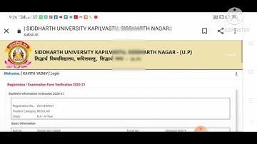 Siddharth University online card ||  2021 B.A