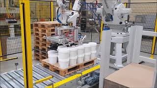 SCALIGERA PACKAGING ISOLA PALLETTIZZAZIONE ROBOT ABB IRB-660 for PET JAR JAM OROGEL