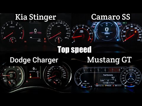 Kia stinger Vs Dodge Charger Vs Mustang GT Vs Camaro SS acceleration battle | speed Comparison 0-200