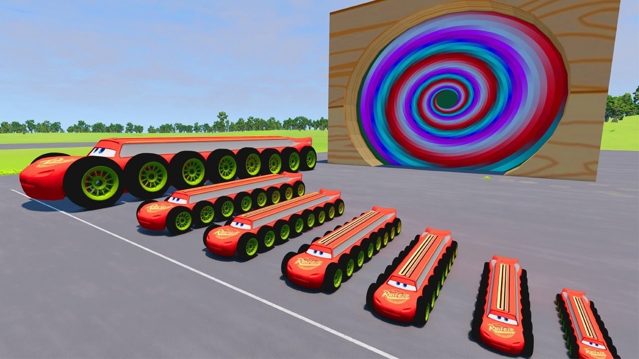 Big & Small McQueen vs Chick Hicks vs Tow Mater vs King Dinoco vs Duch Hudson - BeamNG.Drive