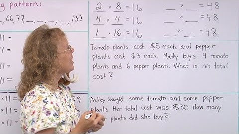 Missing factors and multiplication word problems - lesson for 3rd or 4th grade math