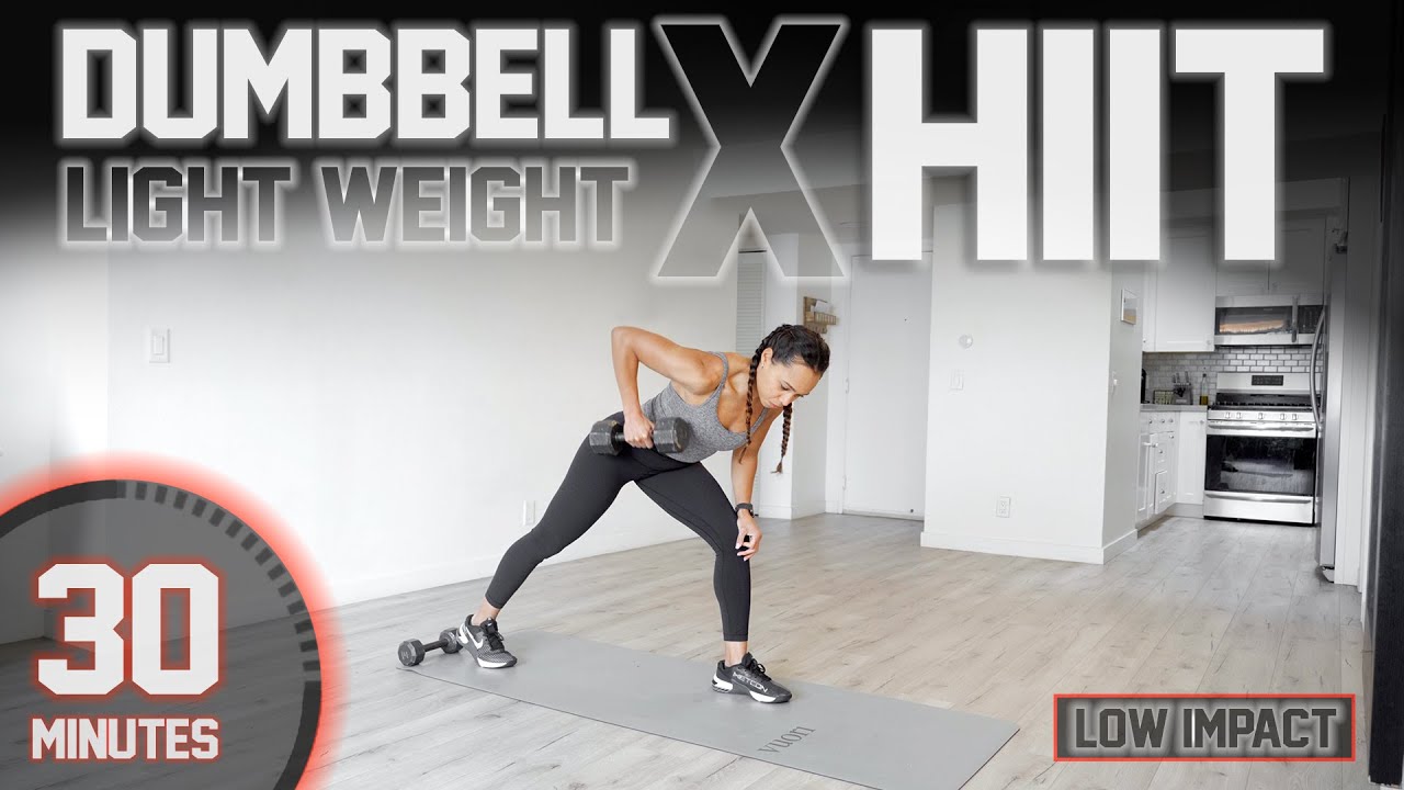 30 Minute Light Weight Dumbbell HIIT Workout [Full Body/Low Impact