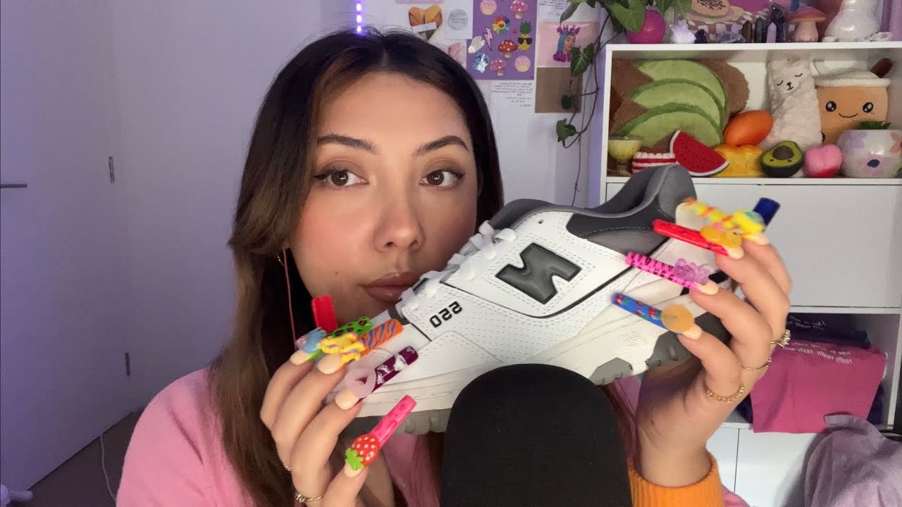 ASMR sneaker tapping and scratching 💛 ~unboxing New Balance 550s~ | Whispered