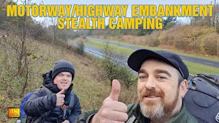 STEALTH CAMPING ON A MOTORWAY/HIGHWAY EMBANKMENT | Wild camping UK | County Durham | Whisky review