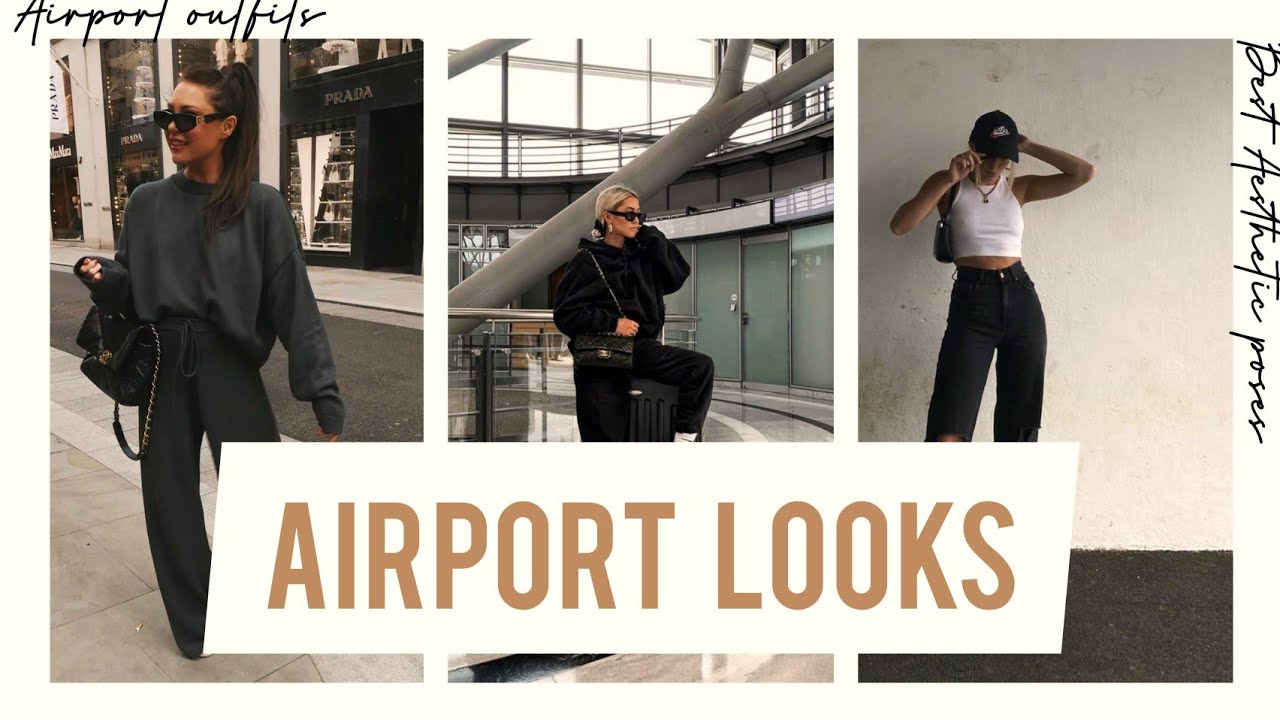 Businesswoman with baggage poses at the airport. | Stock image | Colourbox