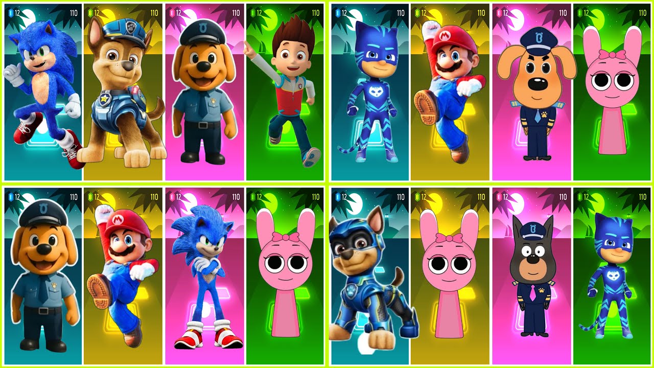 📹 Sheriff Labrador 🆚 Mcqueen Worm EXE 🆚 Bus Eater EXE 🆚 Mcqueen Dinosaur-Tiles Hop EDM Rush🎶