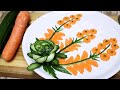 Super Salad Decoration Ideas - Cucumber Rose Carrot Carving Garnish