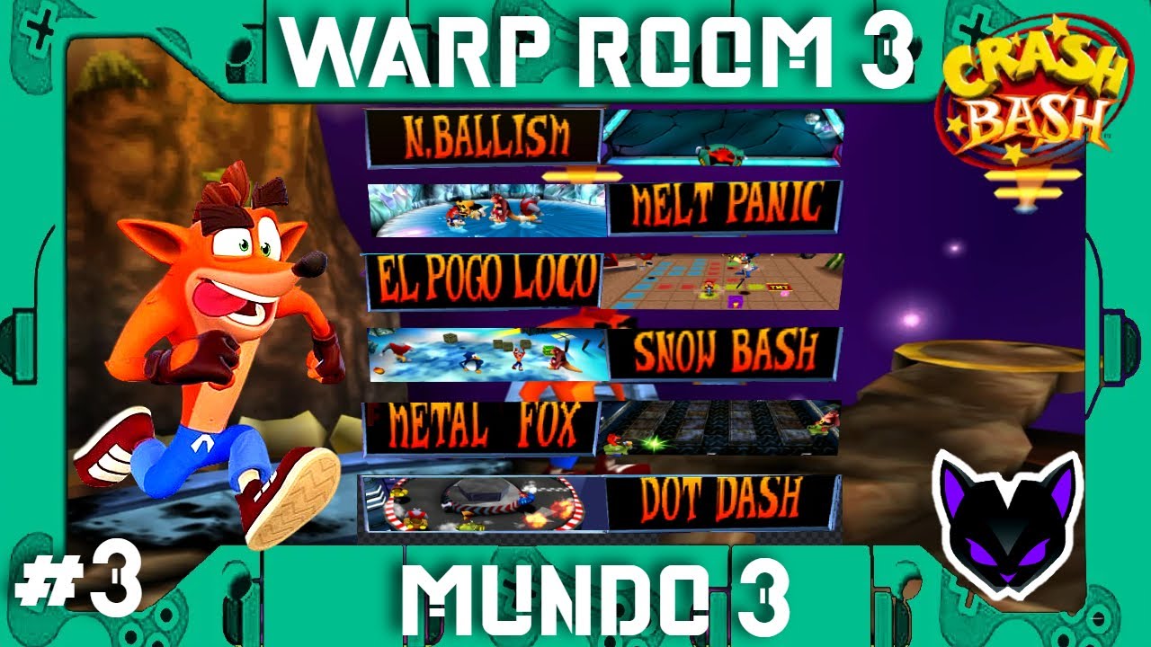 CRASH BASH All Minijuegos Mundo 3 (Warp Room 3) PS1 60fps