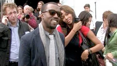 Kanye West and fiancee Alexis Phifer at Issey Miya...