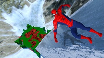Spider-Man & Hulk & Venom Crazy Ragdoll Physics Experiment in Euphoria On Molten Lava