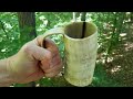 Making a primitive cow horn mug simple viking mug  2 min projects