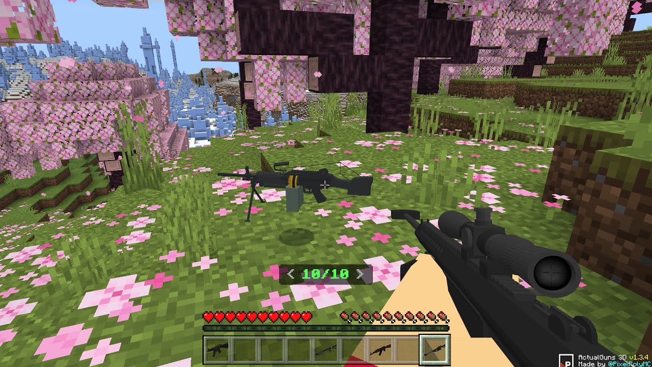 Actual guns 3d v1 3 4 mod in minecraft pe youtube