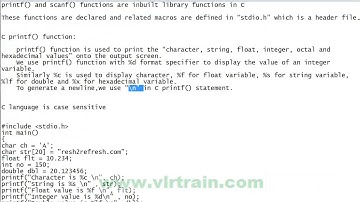Printf Function in c language Part 1 Telugu-vlr training