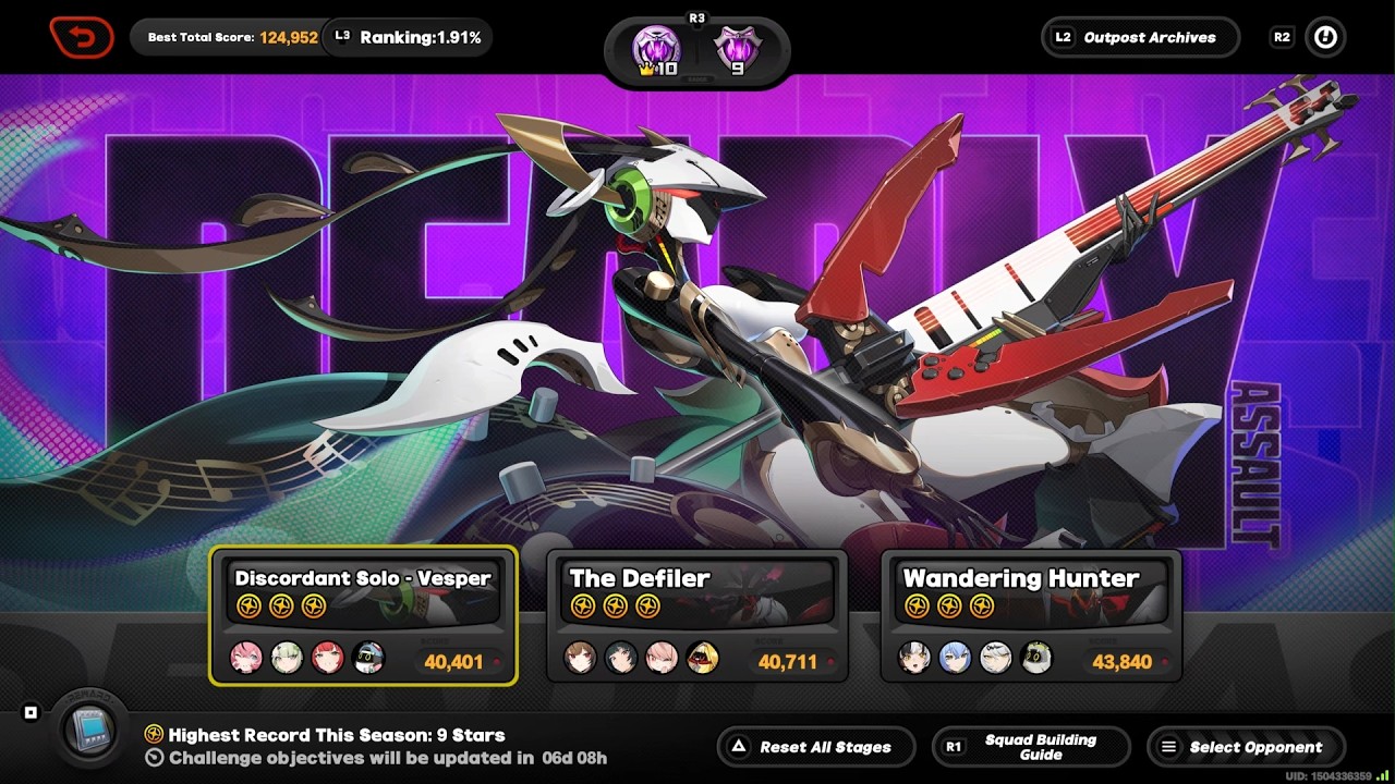 Zenless Zone Zero Deadly Assault 9 Stars 2.6 March I Aria M0W1, Ye Shunguang M2W1, Yixuan M1W1