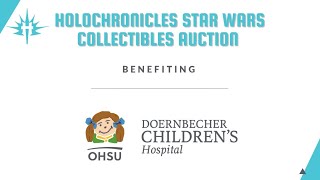 Star Wars Charity Auction for Doernbechers Childrens Hospital
All proceeds from today will go toward the Child Life Therapy Program. Being in the hospital can be a stressful experience for patients and families. Doernbecher’s Child Life Therapy Program is dedicated to easing this stress by providing activities that support a childs development and ability to cope with their hospital experience through play, education, and expressive activities. This fund provides support for all aspects of a child’s life, other than direct medical care, while they are patients at OHSU Doernbecher Childrens Hospital. Star Wars Charity Auction for Doernbechers Childrens Hospital