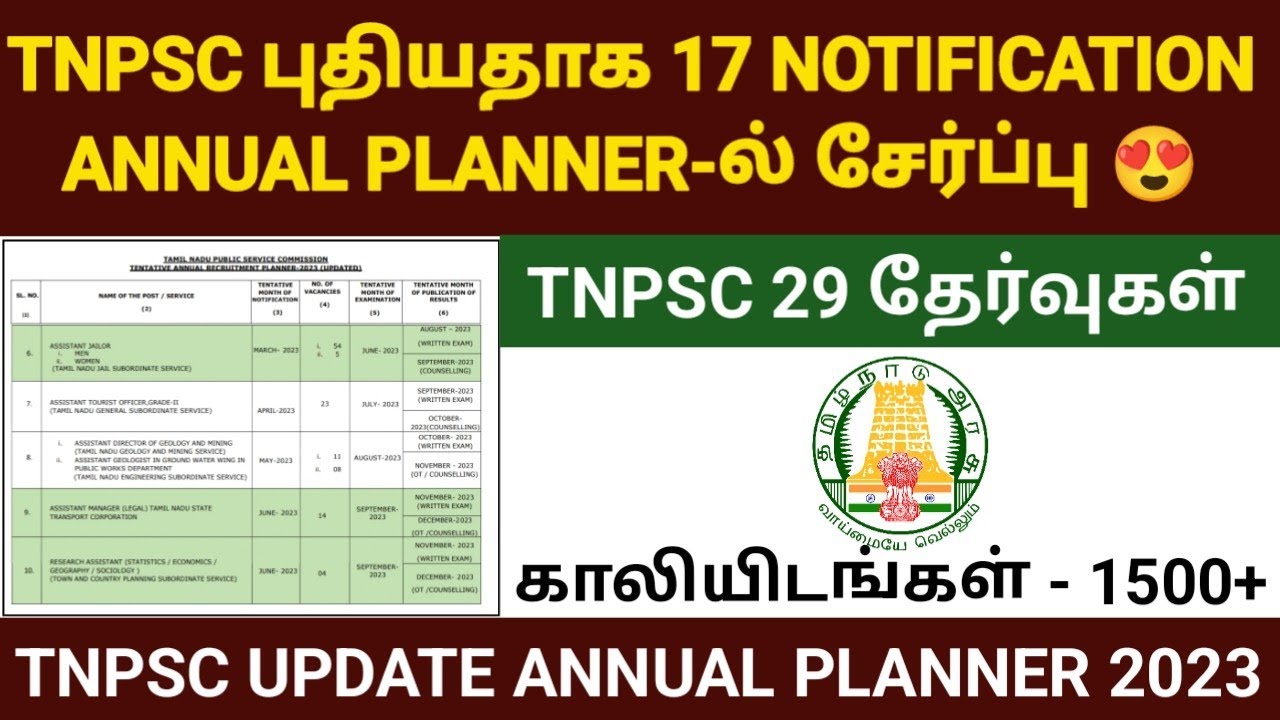 🔥 TNPSC ANNUAL PLANNER 2023 | TNPSC RECRUITMENT IN 2023 | TNPSC JOBS 2023| TNPSC VACANICIES 2023