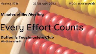 Meeting #936 | Every Effort Counts | Daffodils Toastmasters Club