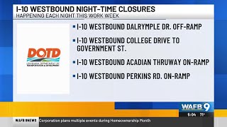 DOTD announces I-10 West nighttime closures due to construction