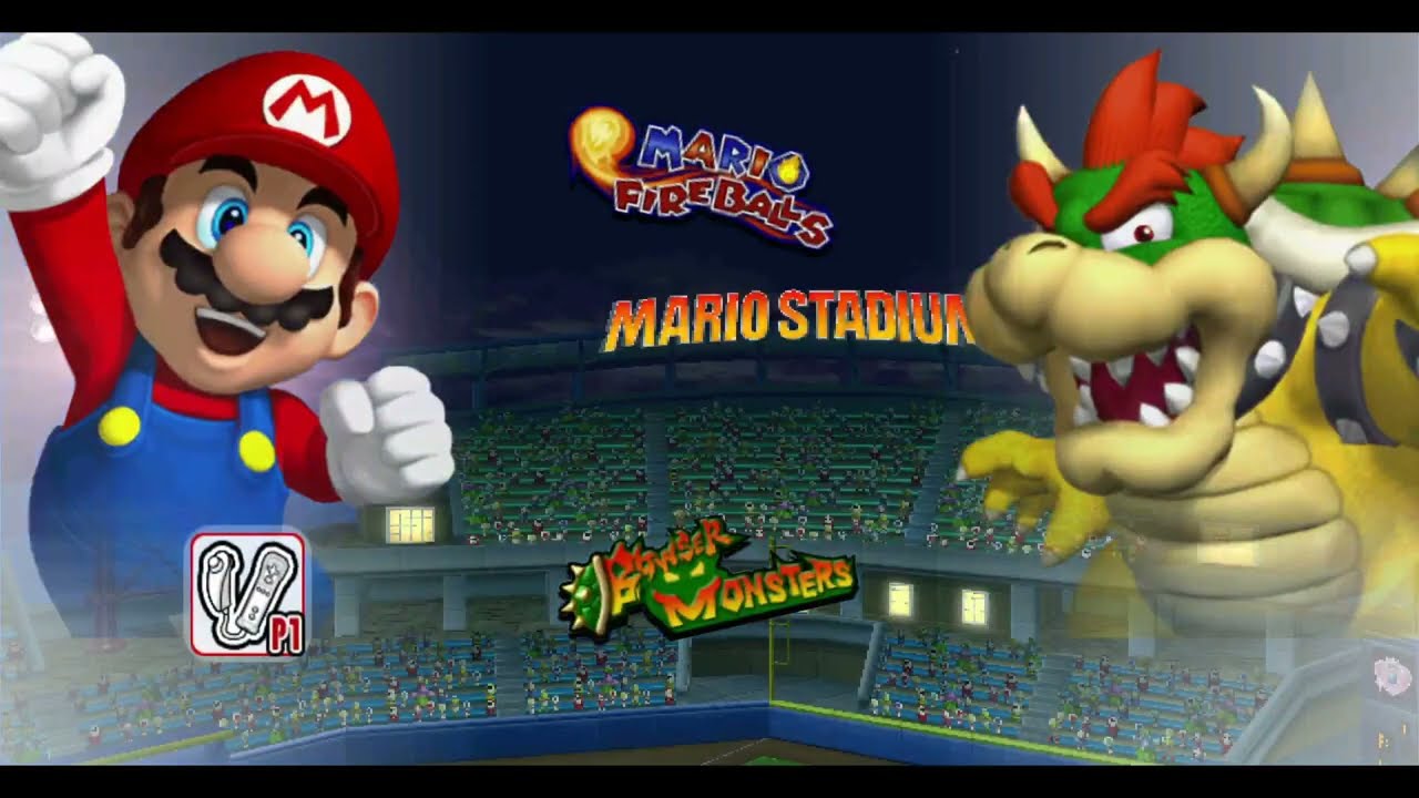 Mario Super Sluggers Exhibition: Mario Fireballs vs Bowser Monsters
