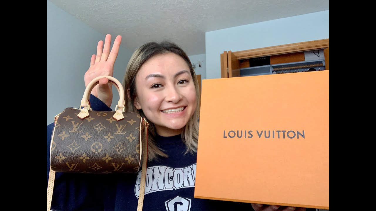 LOUIS VUITTON | NANO SPEEDY UNBOXING 2020 | (try on, what fits) - YouTube